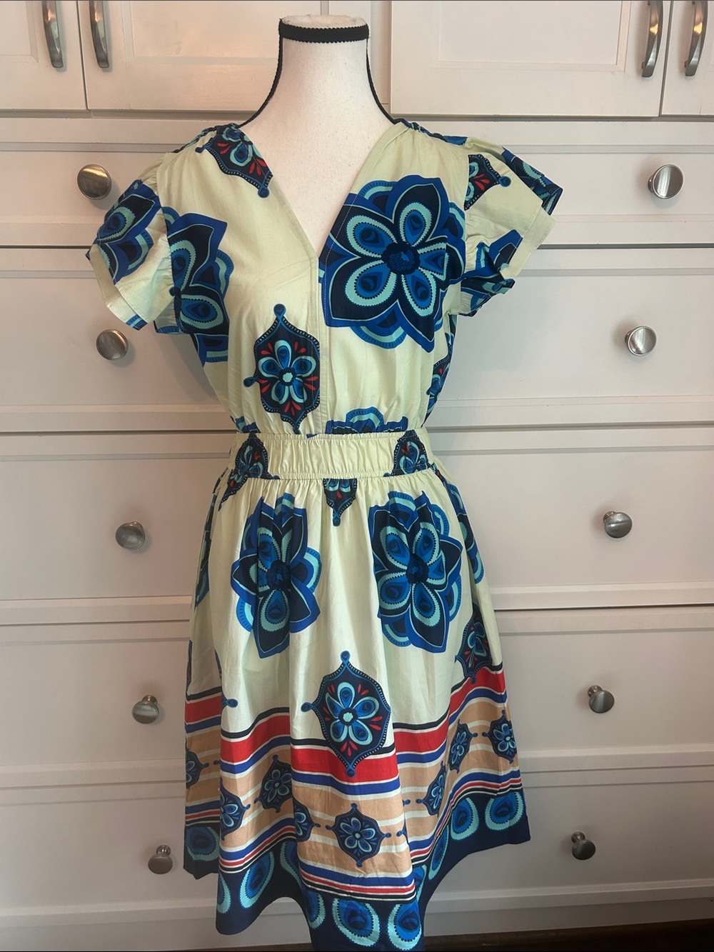 Maude Vivante Arianna Geometric Floral Midi Dress
